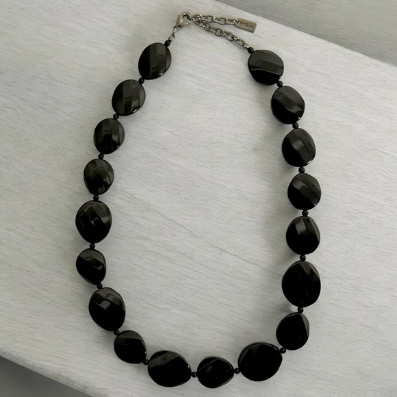 Liz & Co. Black Faceted Oval Bead Statement Piece Necklace - Picture 9 of 15